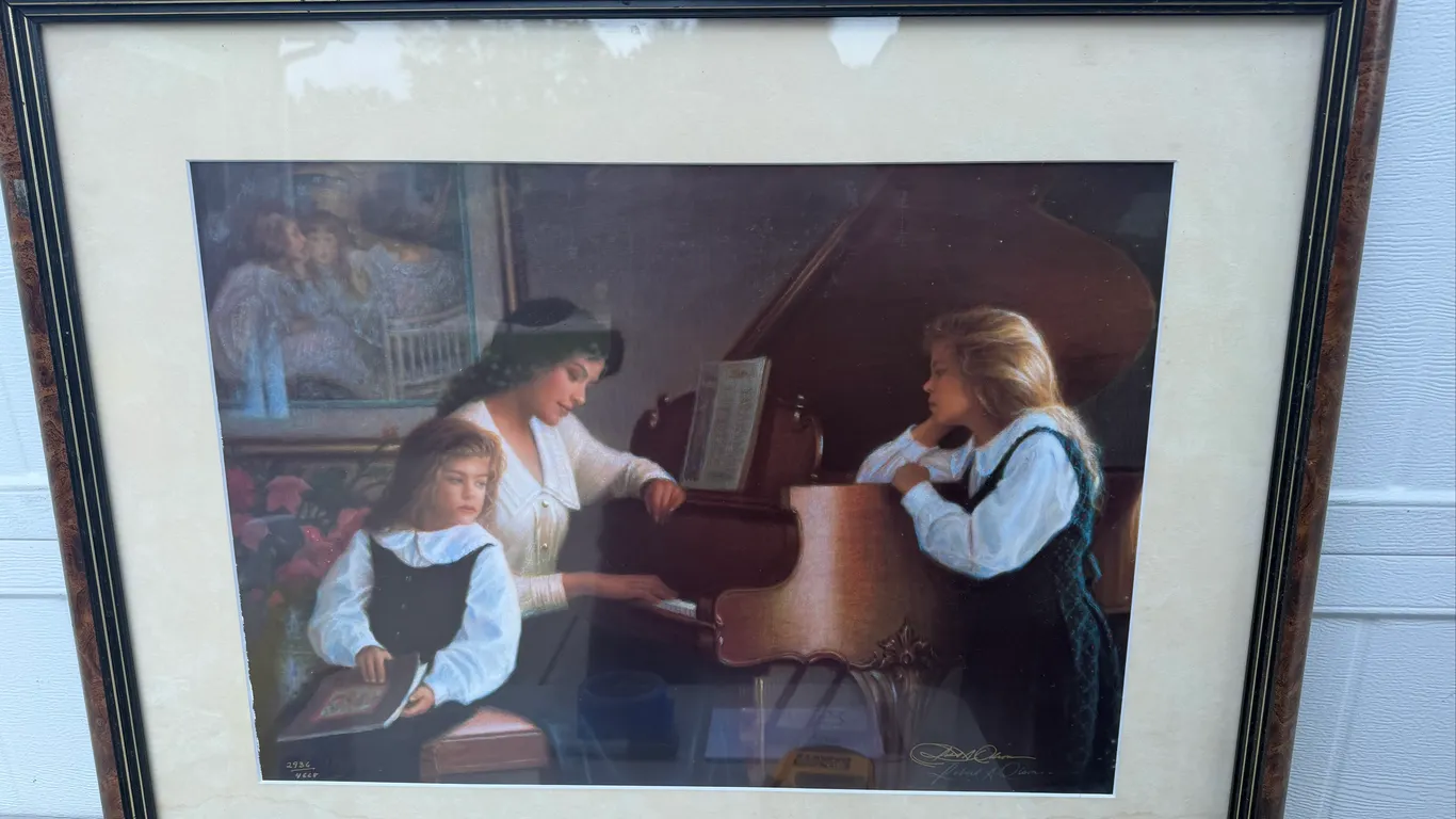 Signed Numbered Woman and Girls Piano Print