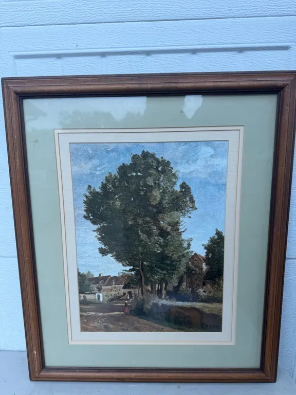 Corot Village Landscape Framed Art Print