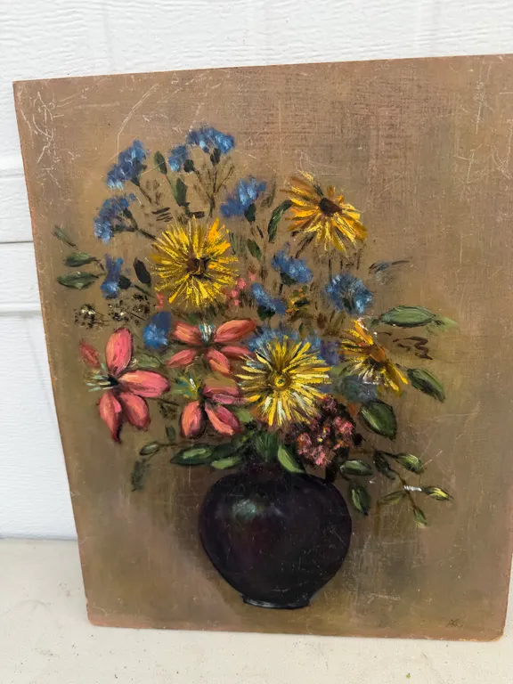 A. Reitz 1972 Floral Still Life Painting on Board