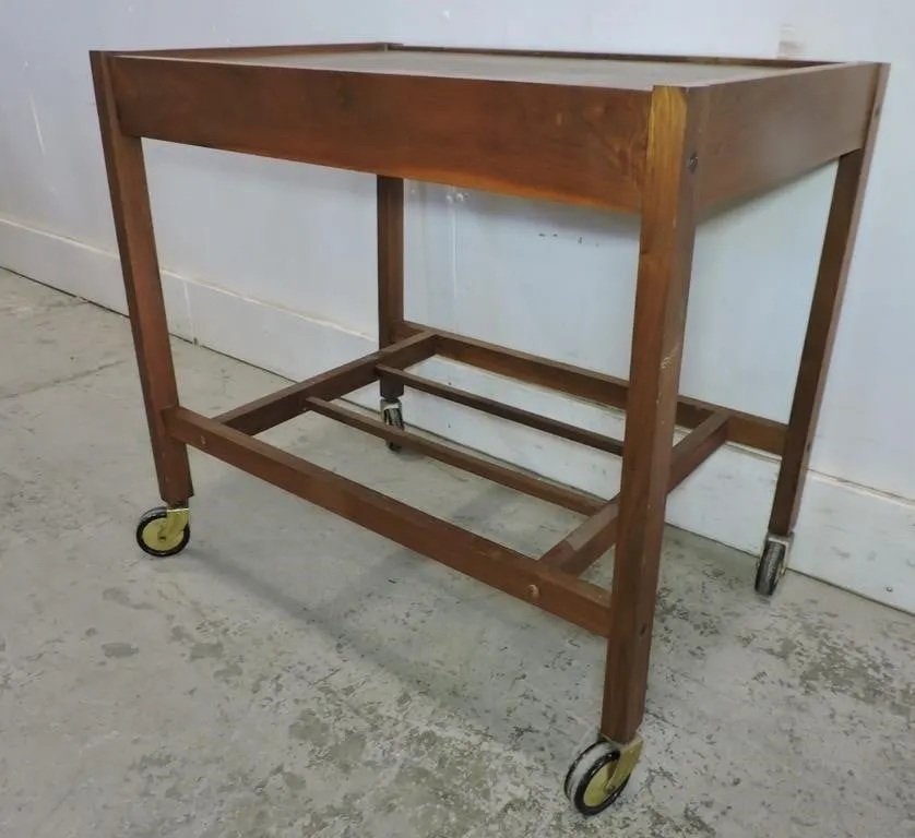 MCM TEAK WOOD BAR CART / SERVING TROLLEY