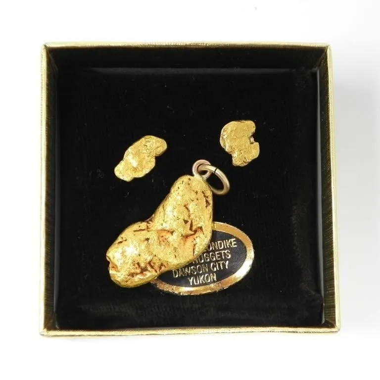 22-23KT GOLD NUGGET PENDANT & EARRINGS 8g $3350.00