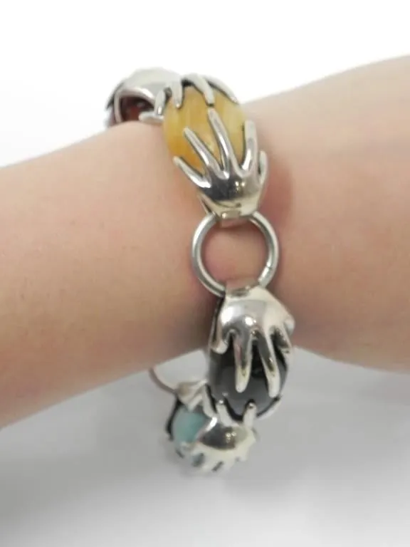 SILVER & SEMIPRECIOUS STONE BRACELET 104g