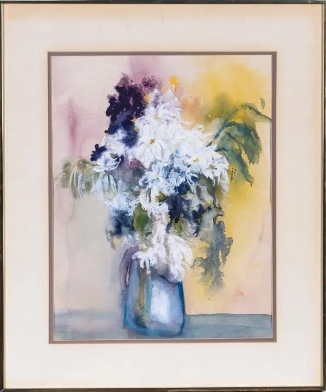 SHELTON FLORAL STILL LIFE WATERCOLOR PAINTING