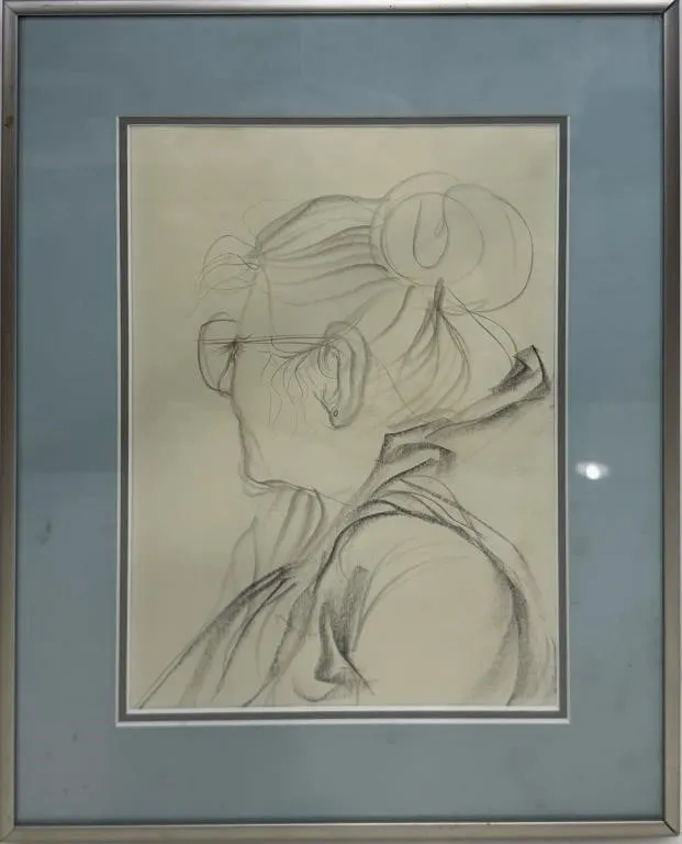 UNSIGNED WOMAN IN GLASSES SKETCH