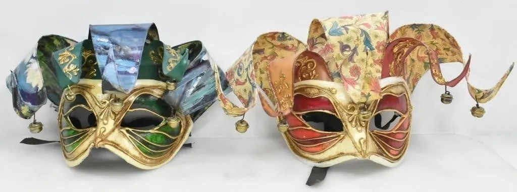 PAPER M�CH� DECORATIVE ITALIAN MADE JESTER MASKS