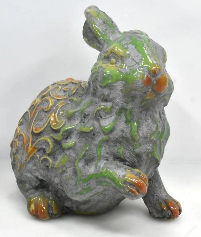 HANDPAINTED CERAMIC GARDEN RABBIT STATUE