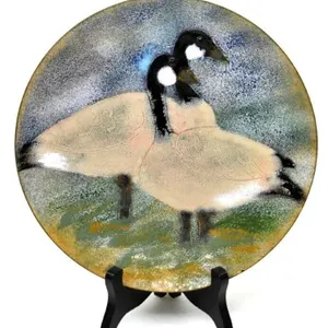 MD CENTURY CANADA GEESE ENAMEL ON COPPER PLATE