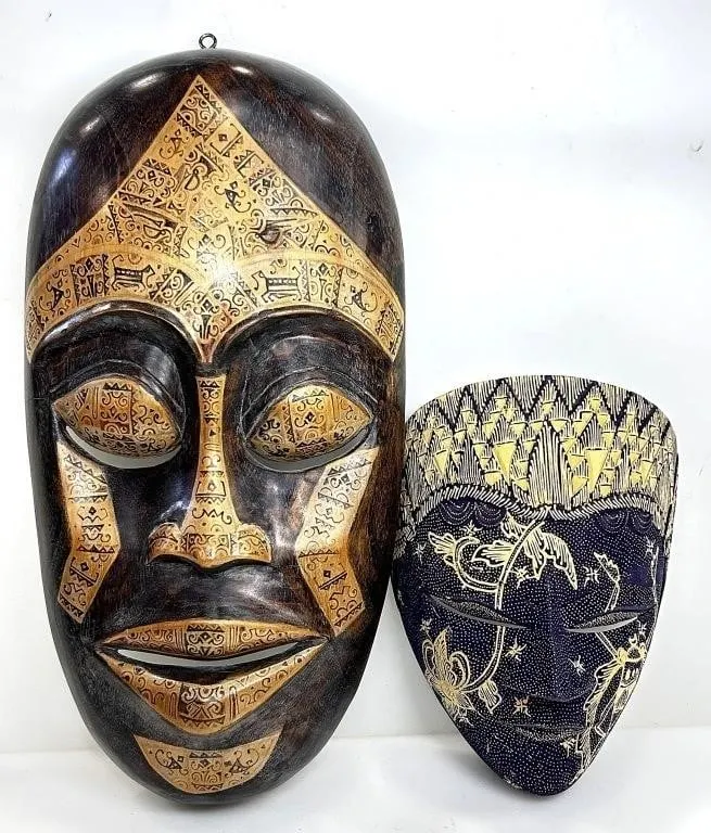 INDONESIAN HANDCARVED FACEMASKS W/ MOTIFS