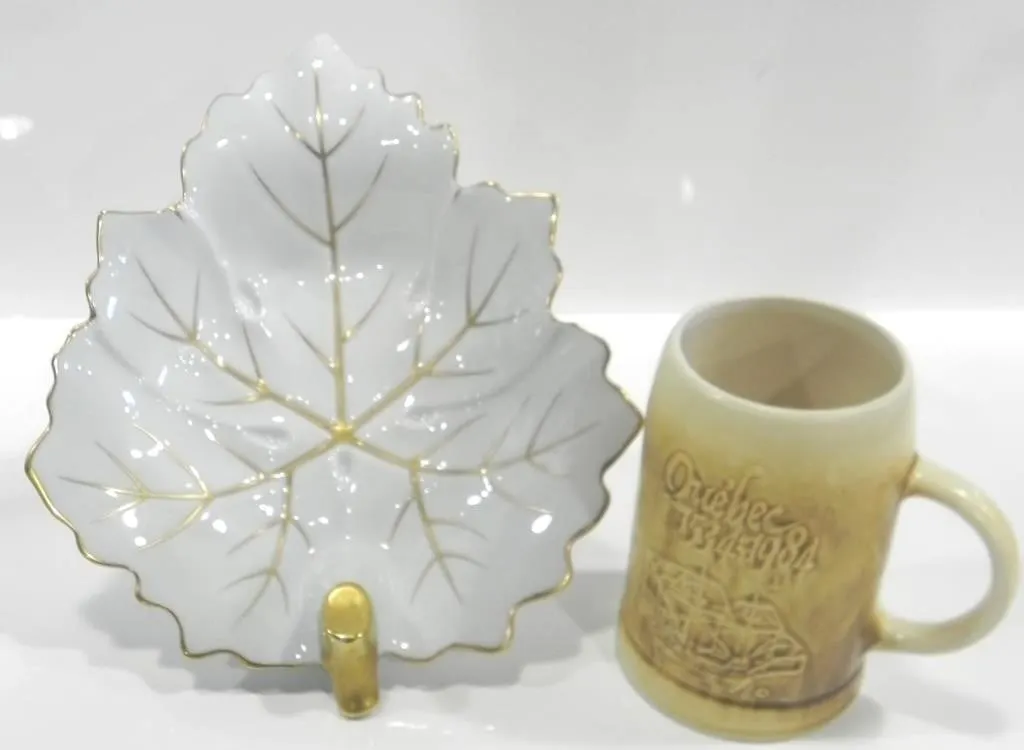 LIMOGES LEAF-SHAPED DISH AND BEER STEIN