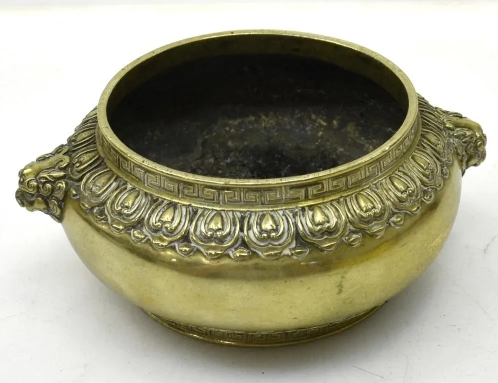 ORNATE BRASS LOTUS PETAL CENSER