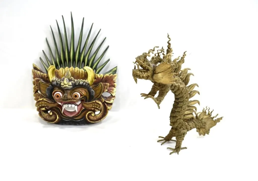 CHINESE ROPE DRAGON & INDONESIAN TOPENG MASK