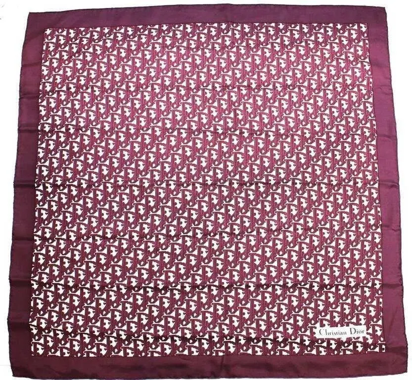 VTG CHRISTIAN DIOR TROTTER MONOGRAM SILK SCARF