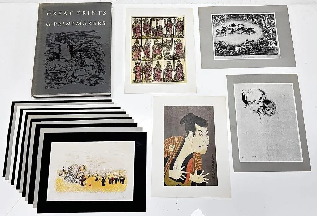 "GREAT PRINTS AND PRINTMAKERS" BOOK WITH 16 PRINTS