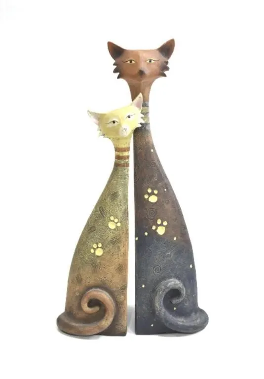 RESIN CAT FIGURINE BOOK-ENDS