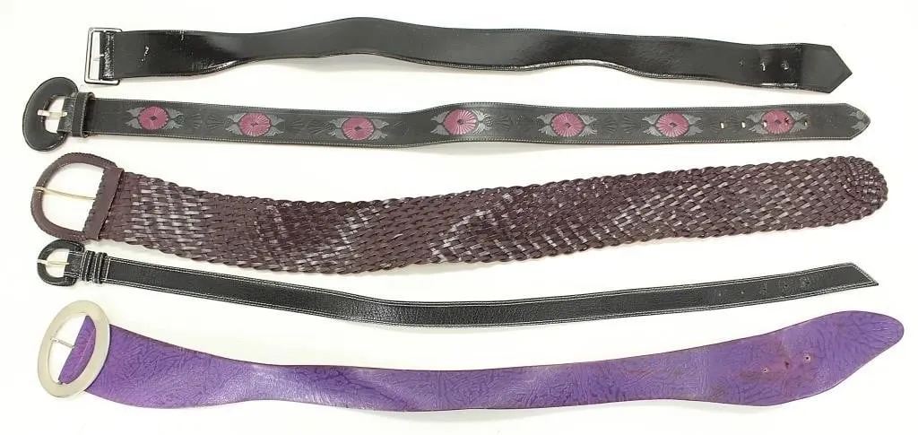 LADIES' LEATHER BLACK & PURPLE BELTS (L-XL)