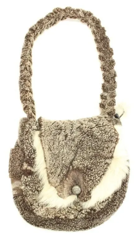 FUR ACCENTS & ACRYLIC MESSENGER BAG