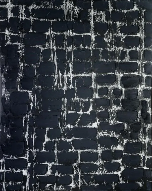 PARVEZ TAJ TEXTURED MONOCHROME ABSTRACT PAINTING