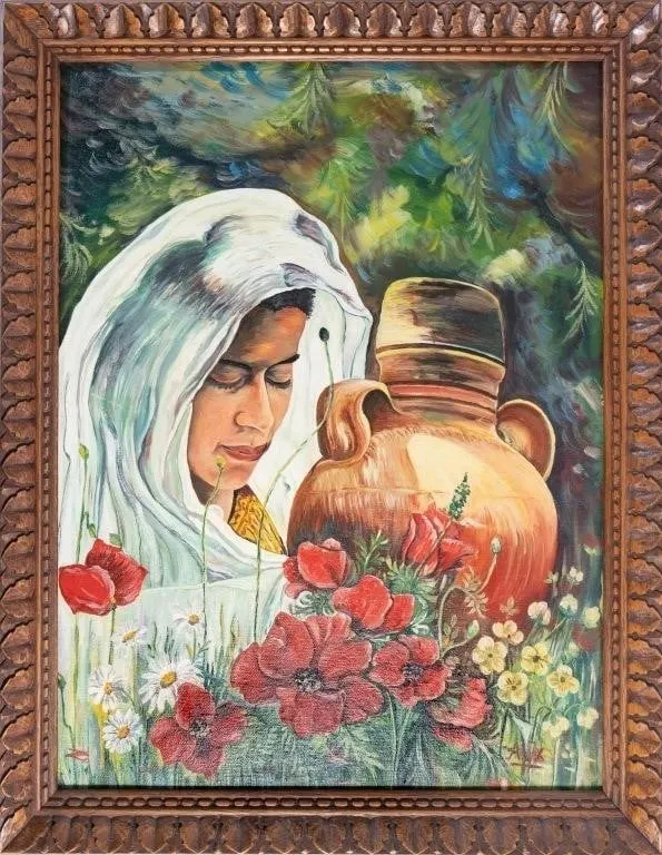 ALIX WOMAN WITH WATER JUG OIL PAINTING