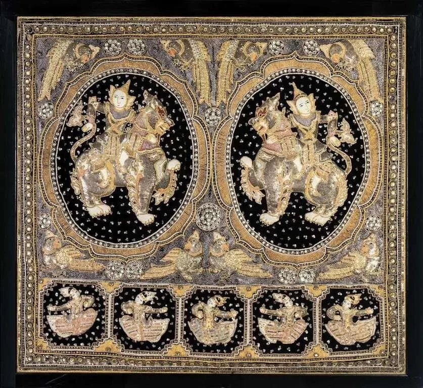 BURMESE KALAGA EMBROIDERED TEXTILE PANEL