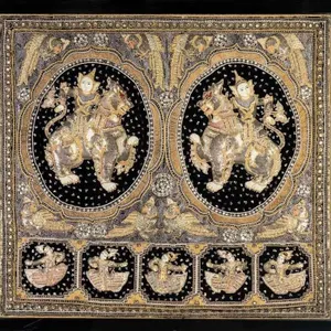 BURMESE KALAGA EMBROIDERED TEXTILE PANEL