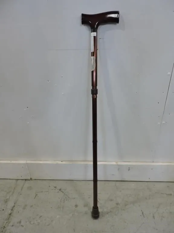 FOLDABLE ADJUSTABLE HEIGHT BROWN ALUMINUM CANE