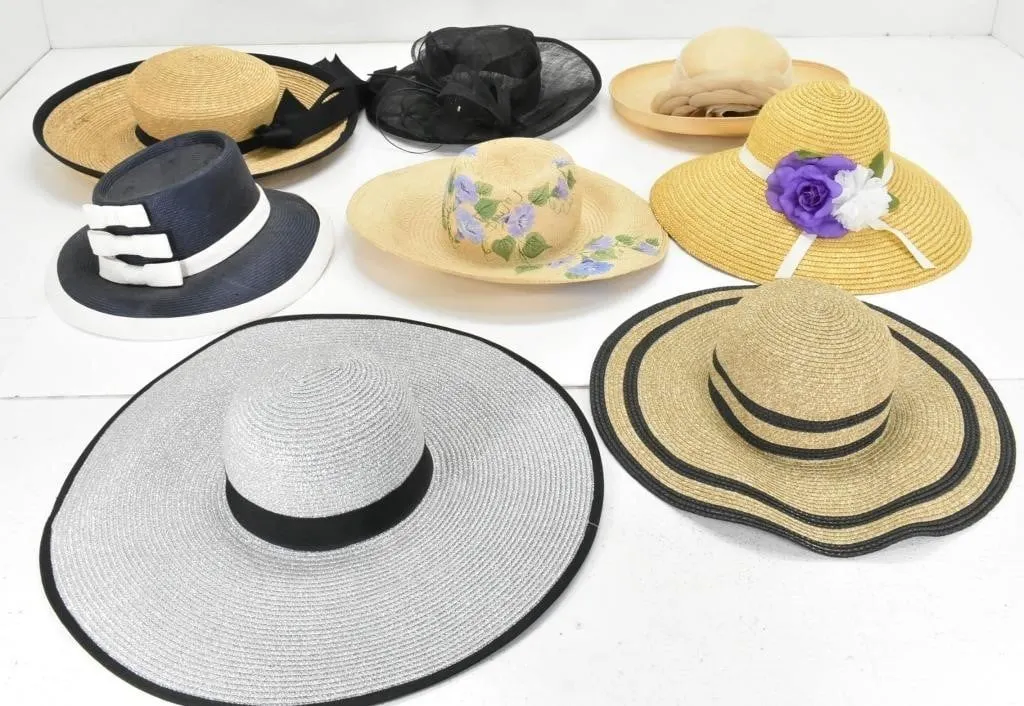 LADIES' LARGE WOVEN ACCENTED SUN HATS