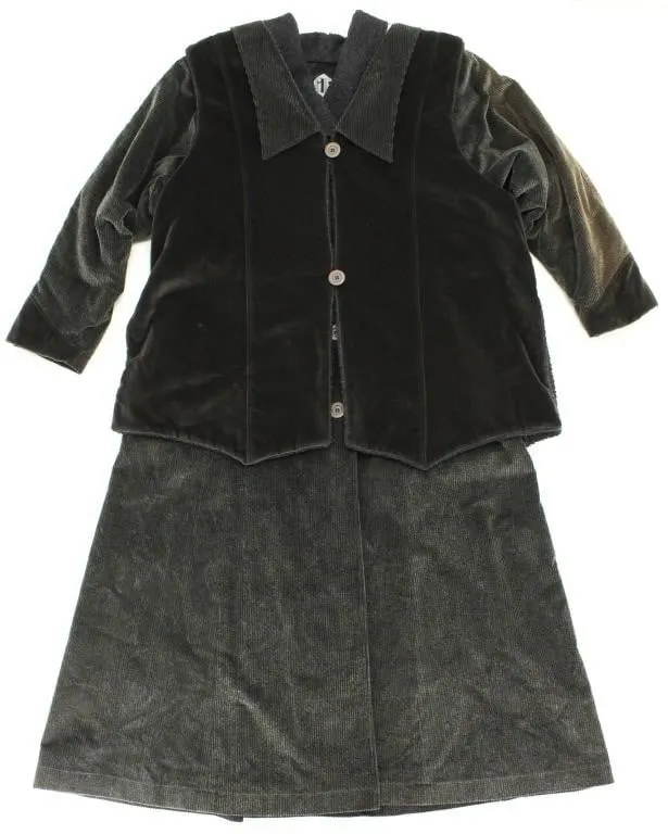 GREY CURDUROY LADIES' LAYERED VEST & COAT 16