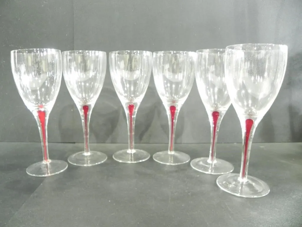 RED TEAR DROP STEM WINE GLASSES
