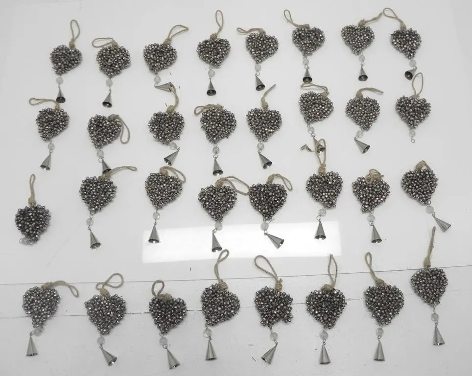 RUSTIC HANGING HEART JINGLE BELLS DECO