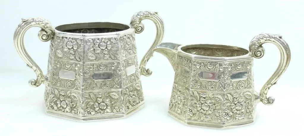 SILVERPLATE 19th C. DIXON & SON CREAMER & BOWL