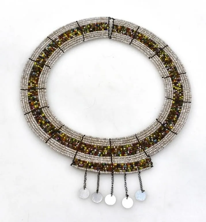 GLASS SEED BEAD COLLAR NECKLACE