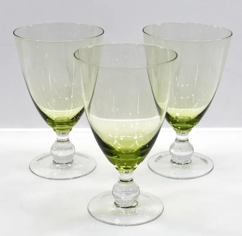 GREEN TINTED WINE GOBLETS