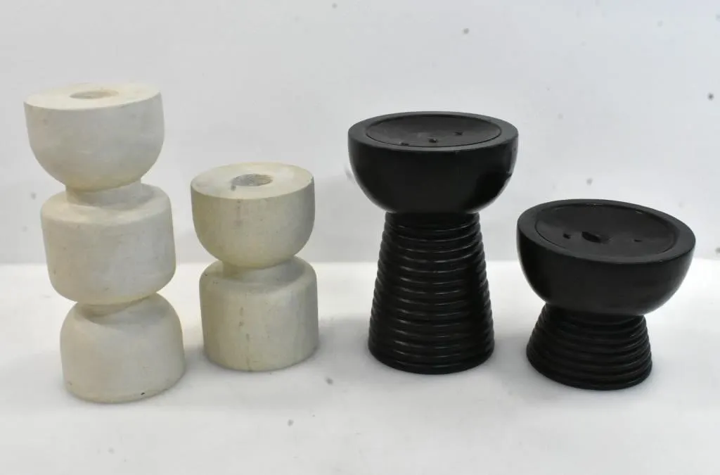 SANDSTONE & WOOD CANDLE HOLDER SETS