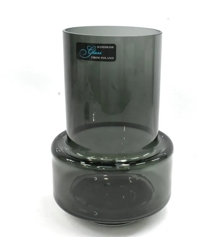 SMOKEY GREEN POLISH GLASS VASE