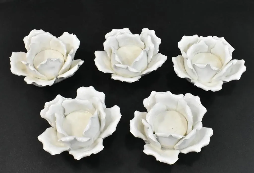 HANDMADE CERAMIC ROSE TEA LIGHT HOLDERS