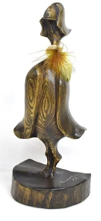 SIGNED MICHEL BOIRE WOOD BIRD FIGURINE