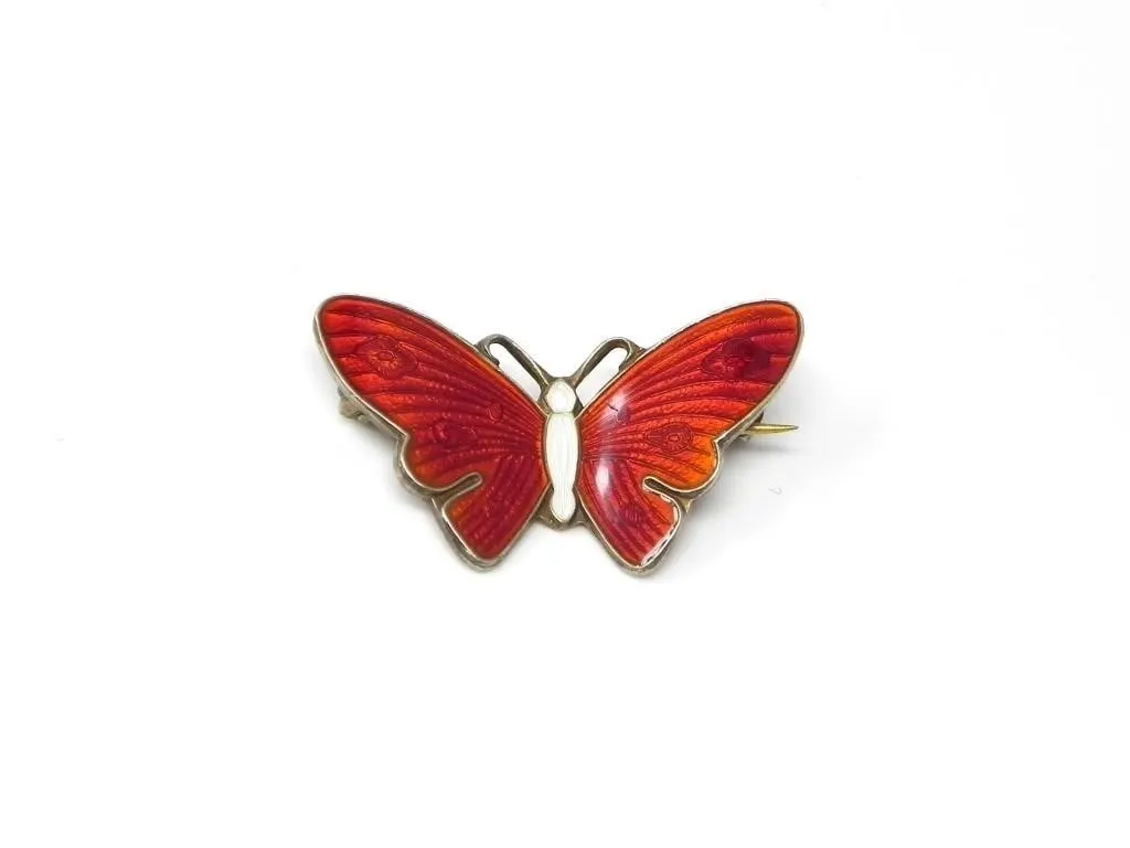 STERLING SILVER ENAMELED BUTTERFLY BROOCH 3.15g