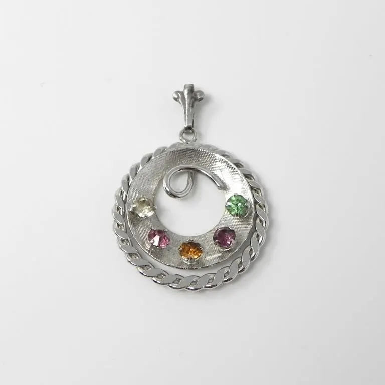 RAINBOW STERLING & RHINESTONE PENDANT 2.6g