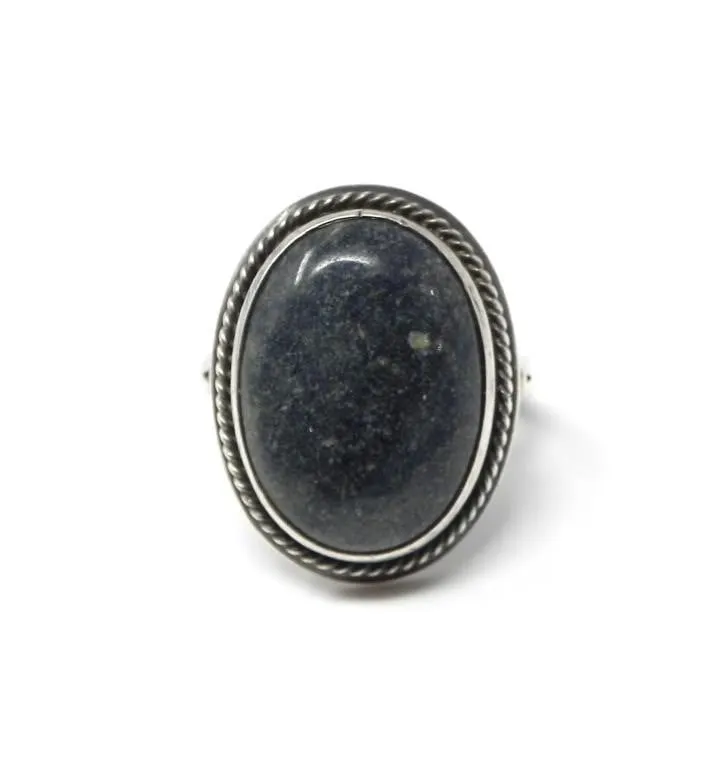 SILVER & NATURAL STONE RING 4.93g