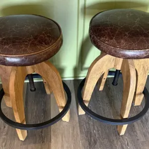 2 Rustic Style Swivel Bar Stools