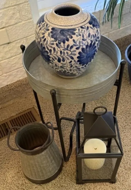 Plant Stand, Vases, Battery Candle Lantern