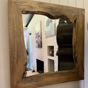 Crafted Live-Edge Wooden Wall Mirror