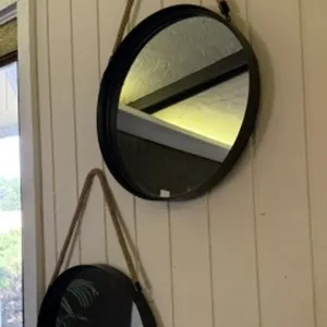 2 Rope Hanging Round Wall Mirrors
