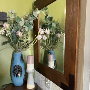Beveled Edge Framed Mirror, Lazy Susan, Vase w/