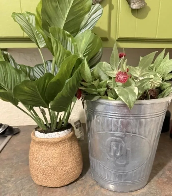 2 Artificial Plants w/ Pots