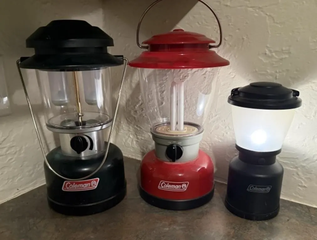 3 Coleman Battery Operated Lanterns