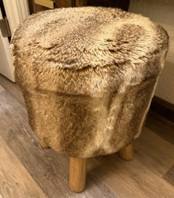 Round Rustic-Style Footstool