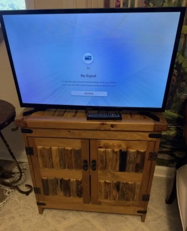 Rustic Wooden Cabinet, Samsung Approx. 30" TV,