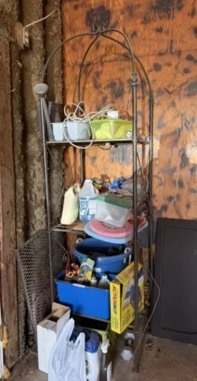 Metal Shelf & Contents