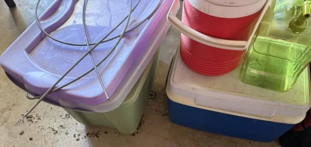 Coolers, Water Jugs, Tote w/ Lid
